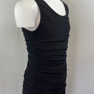 Creation by Cheryl KIDS TANK RUCHED DRESS - Black w/Blue lining - Size 13-14